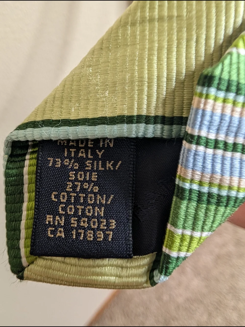 Banana Republic Italy Striped Silk Cotton Tie | Chartreuse Green‎ Multi